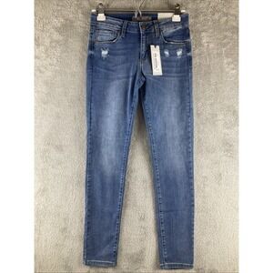 JustUSA Jeans Women's 6 Skinny Mid Rise Destroyed Medium Denim‎ Distressed JP058